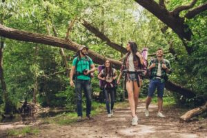 Young friends hiking