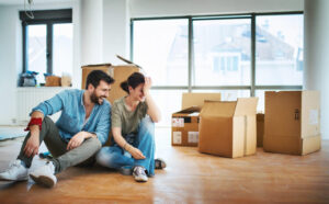 Young couple moving in